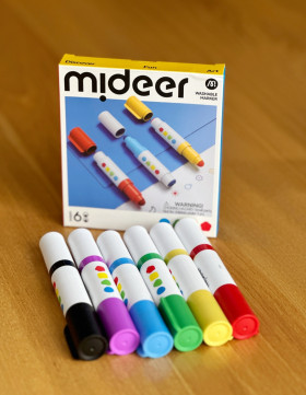 Двосторонні маркери-штампи з круглим кінцем на 6 кольорів mideer