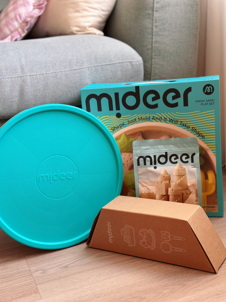 Набір кінетичного піску mideer кругла пластикова пісочниця md4322