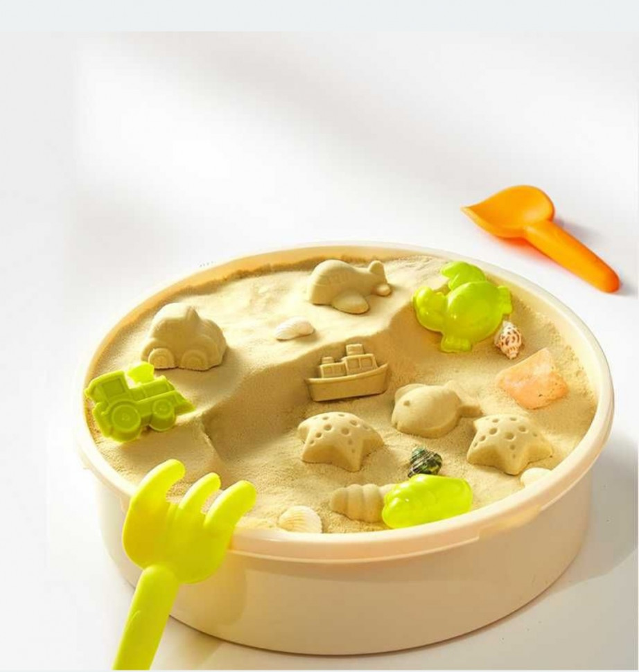 Набір кінетичного піску mideer кругла пластикова пісочниця md4322